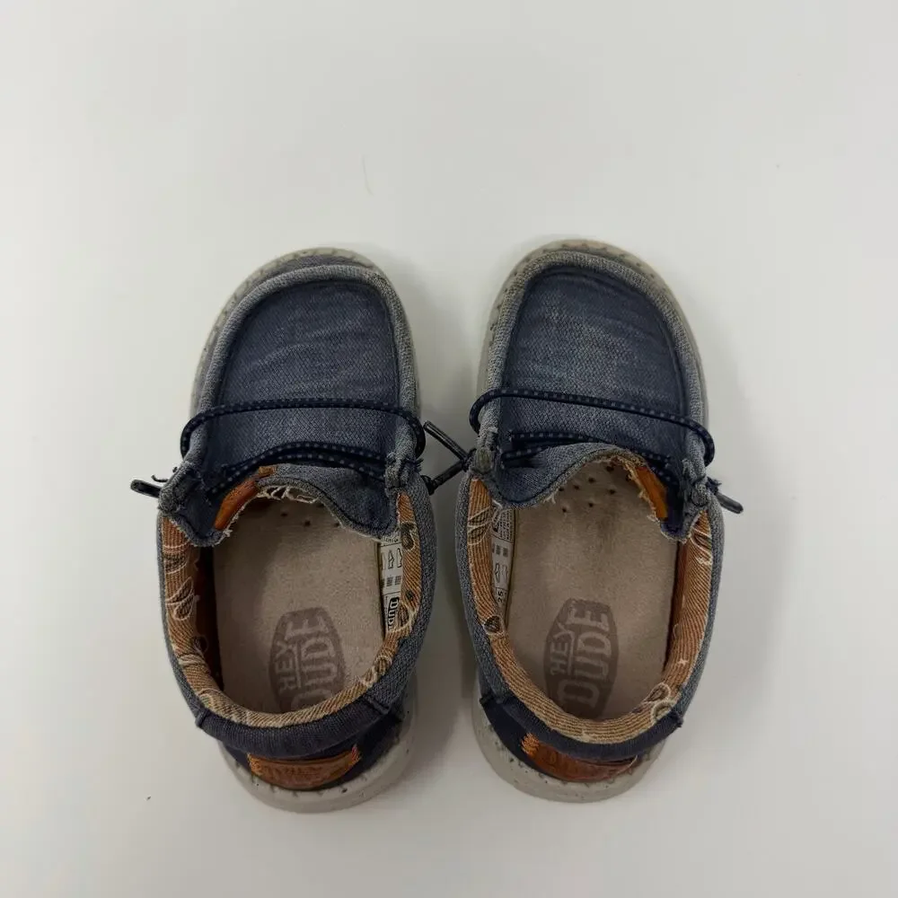 Hey Dude Wally Toddler Washed Canvas Shoes Size 8